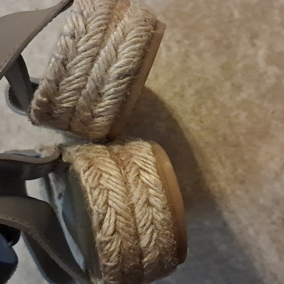 Vince Edie Leather Espadrille Gray 9 Casual  Boho Vacaay Festival Neutral Preown - Picture 7 of 10